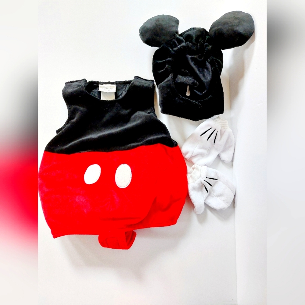 4pc Mickey Mouse‎ Costume Disney Store 6-9 months Halloween Infant